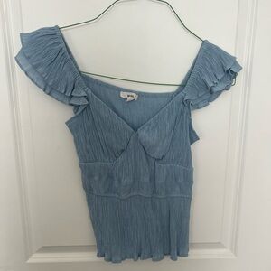 Mine Light Blue Ruffled Blouse